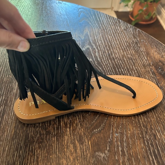 Prada Calzature Donna sandals, black. Fringe and Fun! - Picture 3 of 10